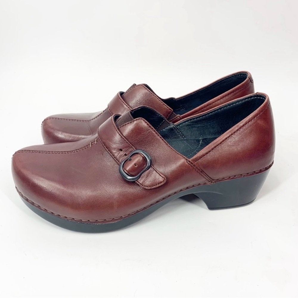Dansko Tamara leather clog shoes women's size EU39 burgundy brown